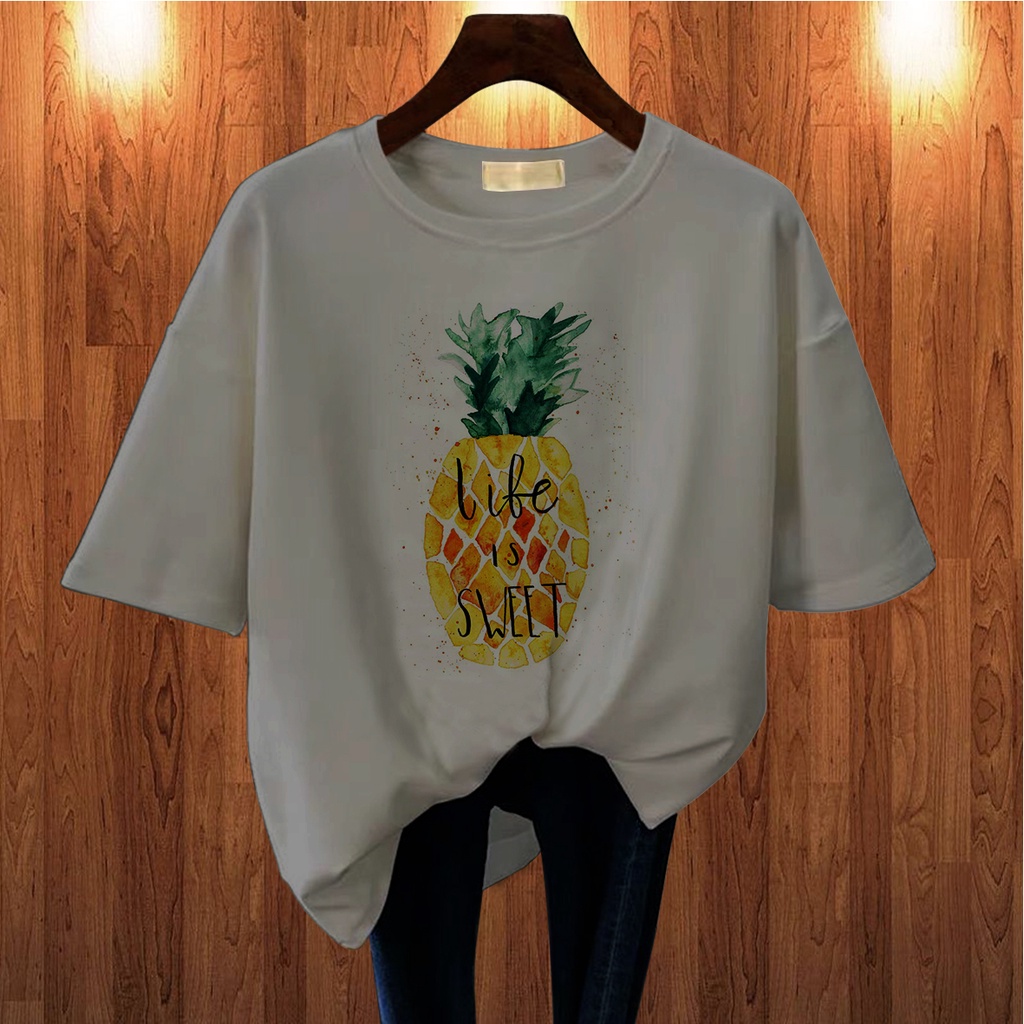 CALVIERO SHOP - BAJU KAOS ATASAN WANITA DEWASA PINEAPPLE CASUAL