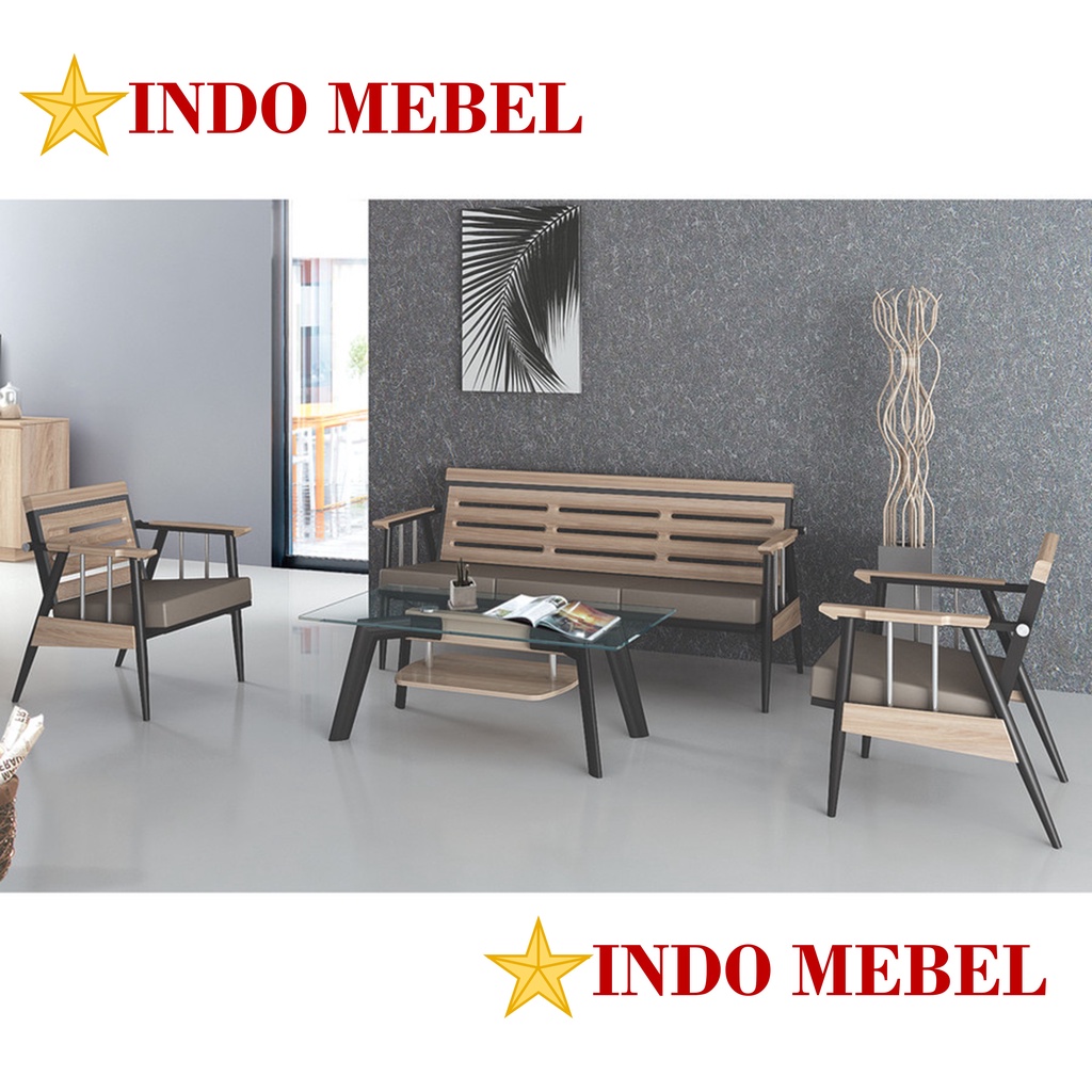 Kursi tamu / sofa kayu minimalis Siantano 311-4 + meja tamu READY MAKASSAR PROMO