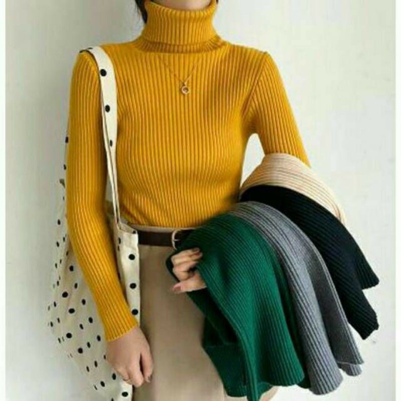 Knit turtle neck turtle neck rajut