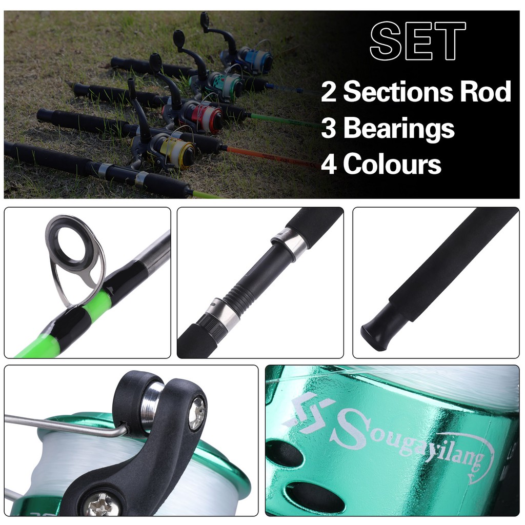 Sougayilang 2 Bagian 1.2m/1.8m ABS Resin Fishing Rod Set 4 Warna Memancing Combo