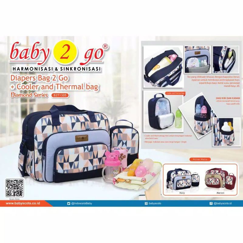 B2T1305 Baby 2 Go Diapers Bag + Cooler Bag Diamond Series