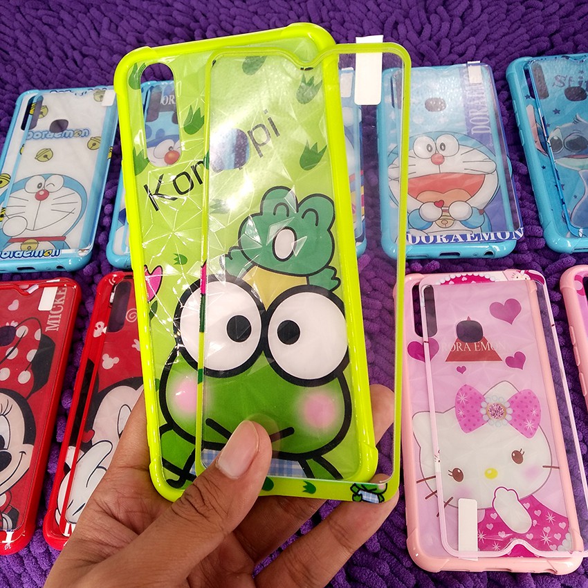 Case 360 Anticrack Diamond Cartoon New + Tempered Glass for Oppo/Vivo/Xiaomi/Samsung