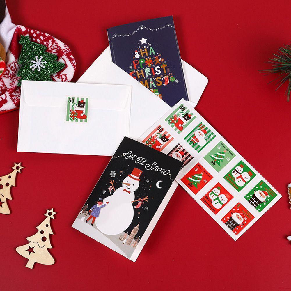 R-flower 8pcs/set Kartu Ucapan Natal Tahan Lama Happy New Year Warna Cerah Xmas Supplies