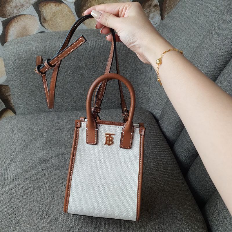 Tas BB  Frances Tote Micro Canvas CREAM List Coklat AP8052 Q061Q