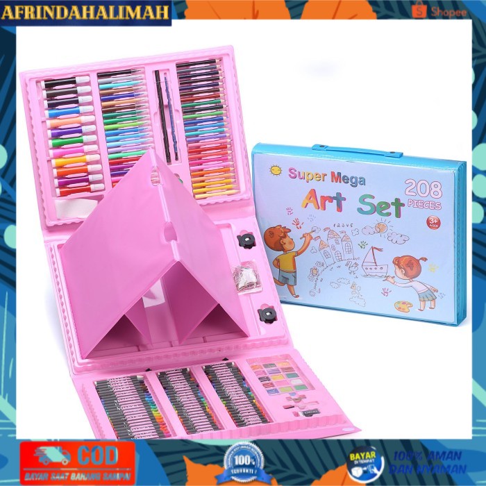 

[TERBARU] Gift set Crayon Set Anak 208Pcs Pensil Warna Alat Lukis Alat Mewarnai - Merah Muda