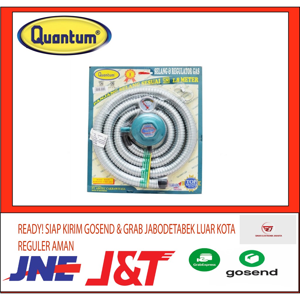 Selang Gas Quantum + Regulator Meter Paket. 1.8 meter SNI