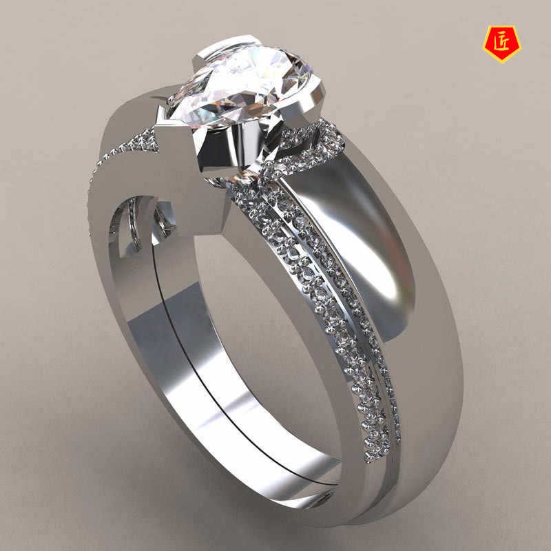 [Ready Stock]S925 Silver Diamond Double-Layer Glossy Ring