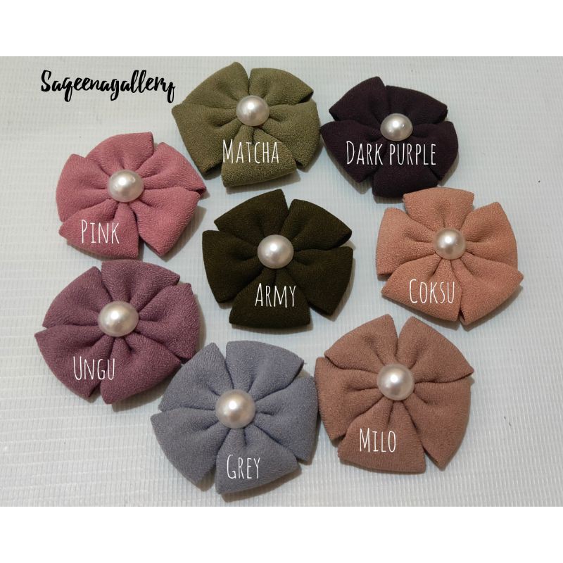 BROS BUNGA MUTIARA BROSS JILBAB MURAH MEWAH BROOCH HIJAB KAIN / SOUVENIR MURAH