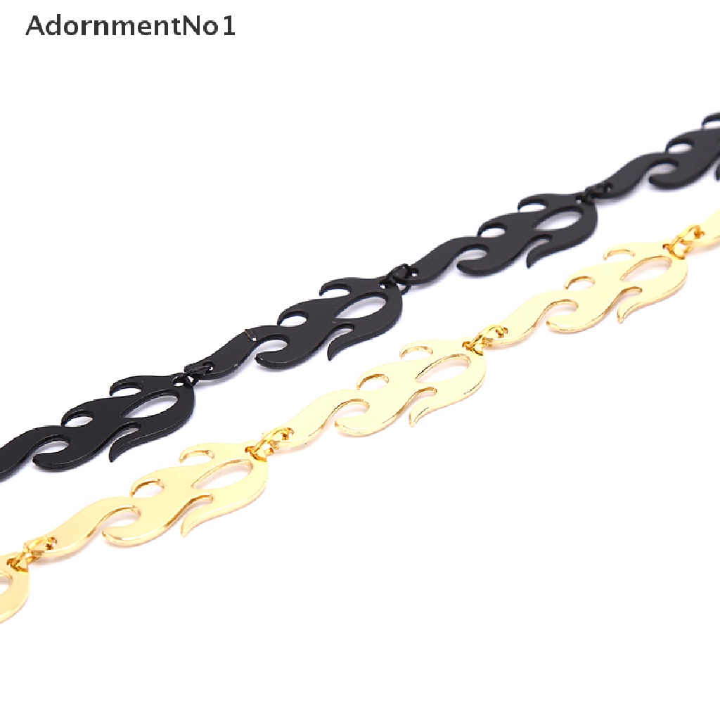 (AdornmentNo1) Kalung Choker Rantai Gaya Punk Hip Hop Motif Api Bahan Metal Untuk Perhiasan Pria / Wanita