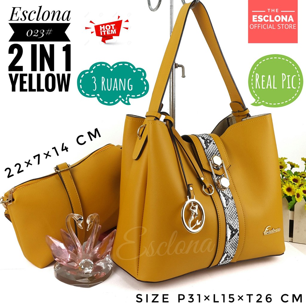 Tas Wanita Import Batam Bag Esclona 023 Selempang Cewek Branded Cantik Grosir Fashion Murah Handbag Original Besar Kantor Kerja Kuliah Premium Super Populer Terbaru Terlaris Hobo Ibu Emak Dewasa Santai Berpergian Shoulder Bahu