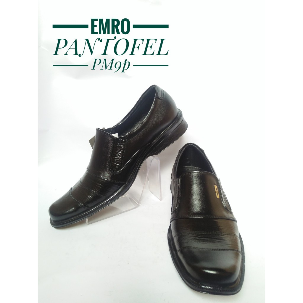 SEPATU KULIT ASLI- SEPATU PANTOFEL- SEPATU KULIT EMRO 09 POLOS