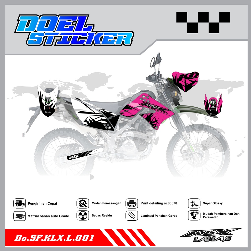 Sticker Striping Honda KLX L , S Lama List Variasi Hologram , Crome Doel 001