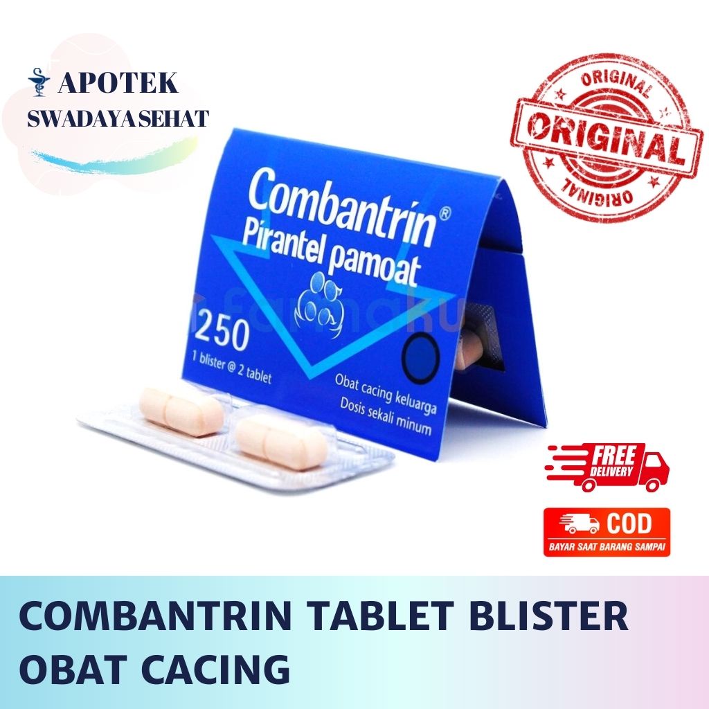 COMBANTRIN Strip Blister Isi 2 Tablet - Obat Cacing Dewasa Anak Pirantel Pamoat