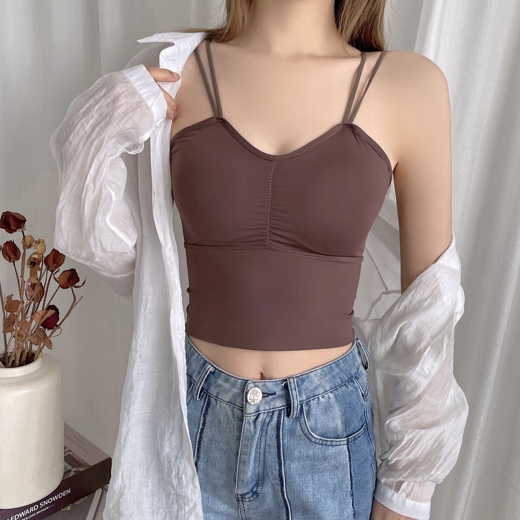 Nicebra Tanktop Bra Fashion Moitf Tali silang import Gaya Korea 1092