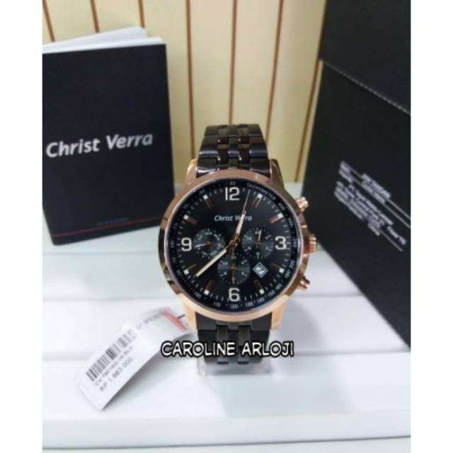 JAM TANGAN PRIA CHRIST VERRA CV75018G-18 BLK GARANSI RESMI INDO