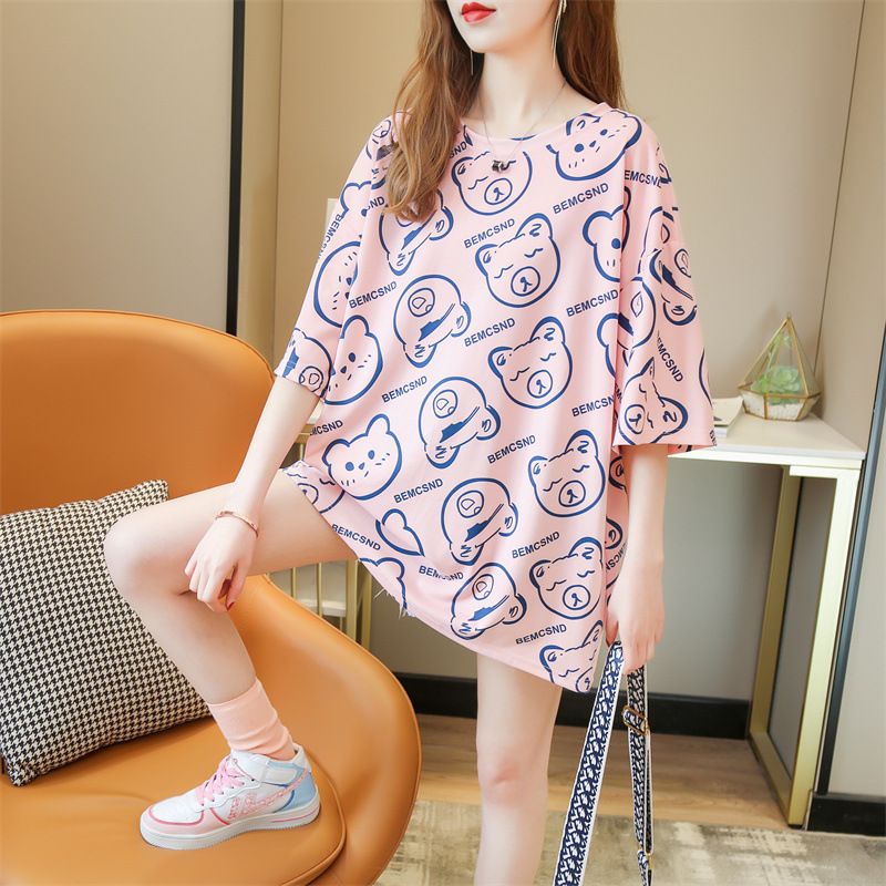 THISTLE - Oversize Tee Tshirt Wanita Model Longgar Motif Bear Full Print