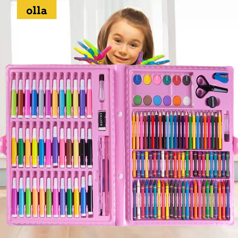 Barangunik2021 -Art Set Isi 150 Pcs Pensil Warna Set Anak Crayon Full Set Alat Lukis /Crayon Set 150Pcs