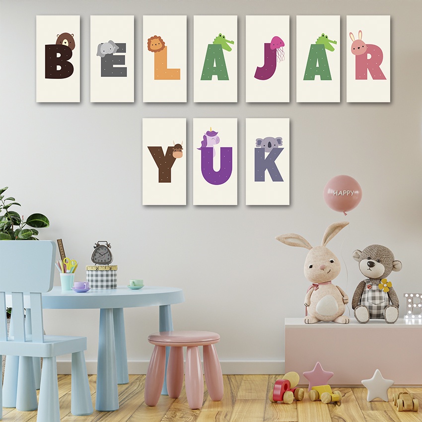 Kamilastorindo Dekorasi Rumah Poster Kayu Hiasan Dinding Huruf Alphabet Anak Wall Decor 1020