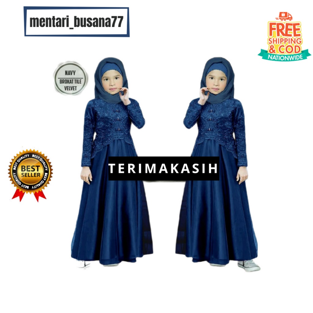 GAMIS SYARI MUSLIMAH//gamis brukat anak Mentari_busana77 / Brukat Anak Good Premium / Baju Anak Perempuan / Kebaya Anak Modern / GAMIS BRUKAT ANAK 4-12 thn / bayar di tempat (cod) / ootd anak