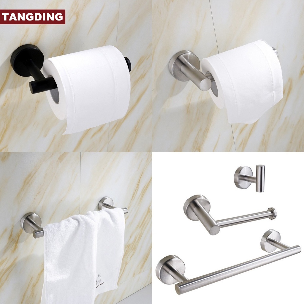 【COD Tangding】Adhesive Toilet Roll Holder Stainless Steel Towel Holder for Kitchen and Bathroom