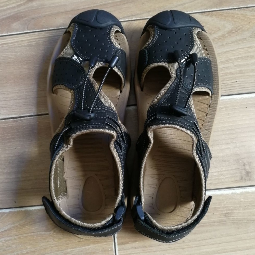 Handmade Sandal Hiking Gunung Pria Original Sendal Kulit Asli Cowok Bernapas Musim Panas Outdoor 012