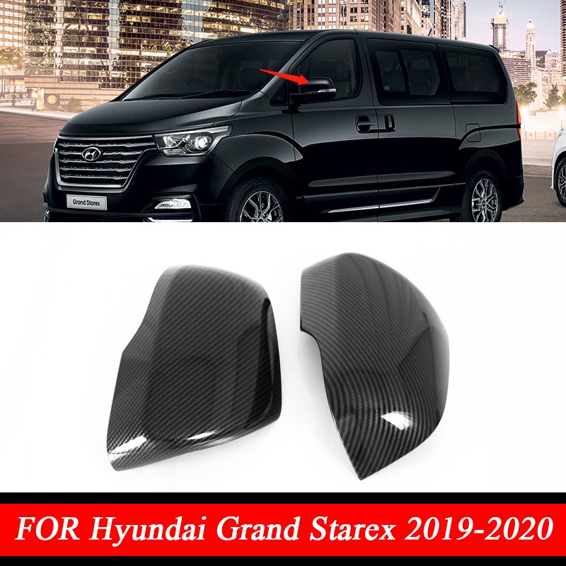 Xuming Penutup Kaca Spion Mobil Pola Serat Karbon, Lis Penutup Kaca Spion Perak Krom H 1 untuk Hyundai Grand Starex 2019 2021