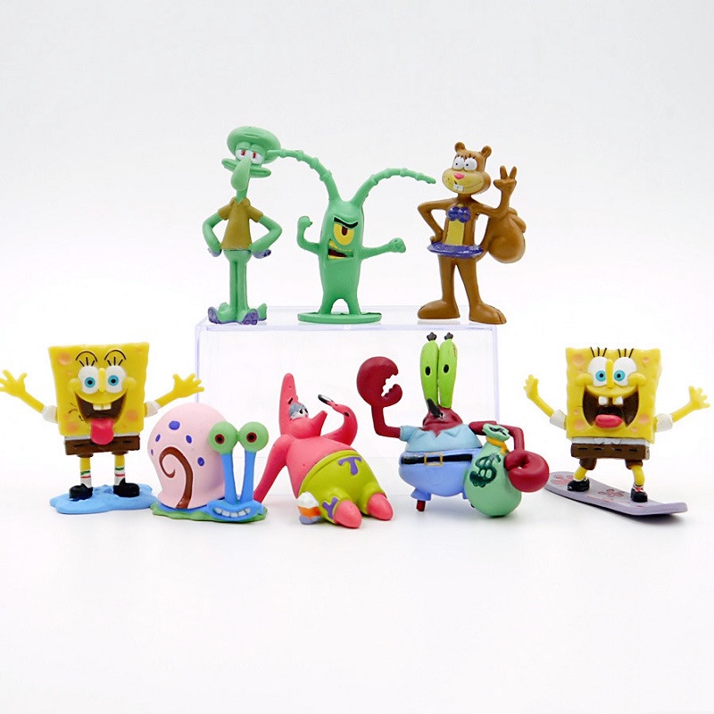 6pcs / 8Pcs / Set Mainan Action Figure Anime Sponge Bobs Bobs Cumi-Cumi Bahan PVC Untuk Dekorasi / Hadiah Anak