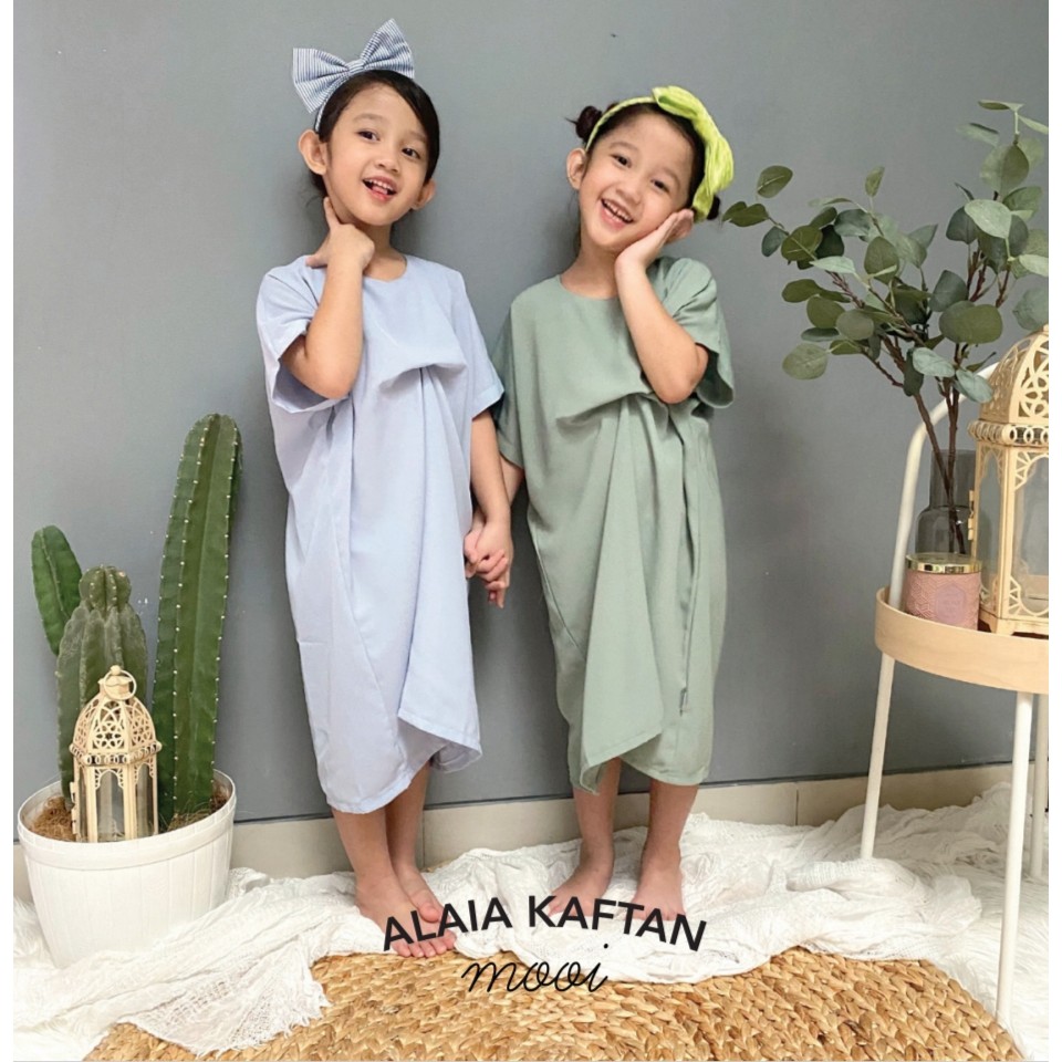 PROMO 7.7 PROMO BAJU LEBARAN MURAH MOOI ALAIA PREMIUM TENCEL KAFTAN KAFTAN ANAK KAFTAN ANAK PEREMPUAN 1-5 TAHUN