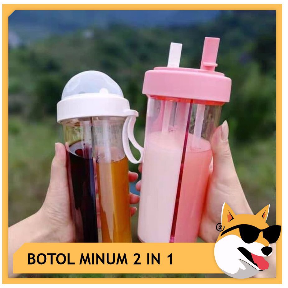 Botol Minum 2in1 / botol 2in1 / botol travel / botol minum unik