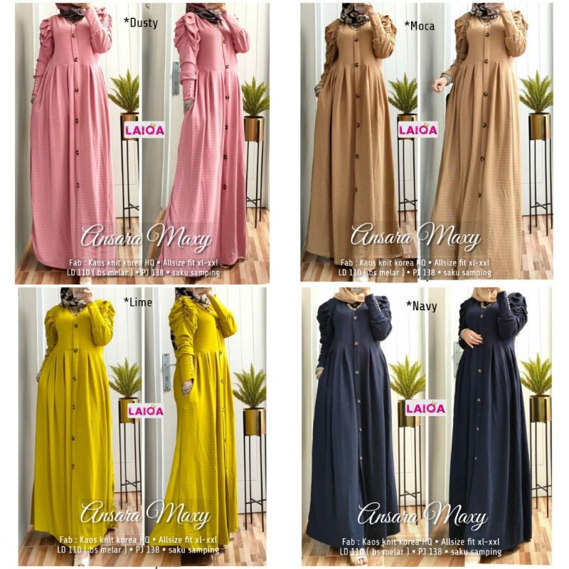 GAMIS dress ansara BAHAN kaos knit korea melar HIGH QUALITY