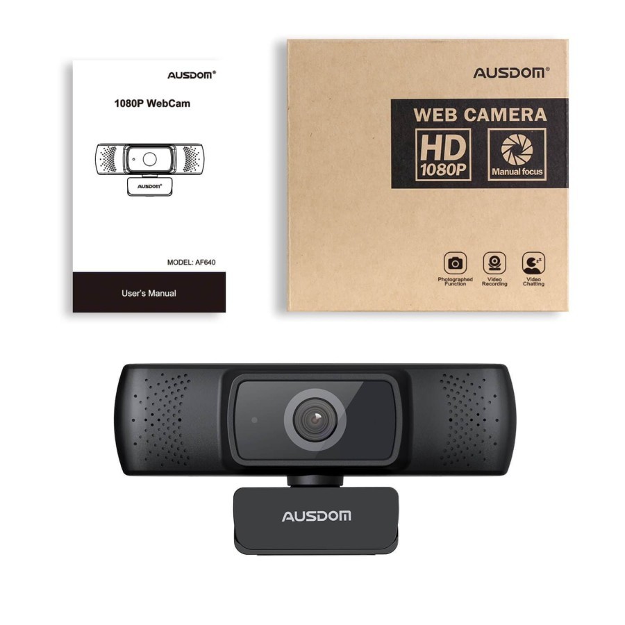 Webcam AUSDOM 1080P Auto Focus w/ Noise Cancelling Microphone - AF640