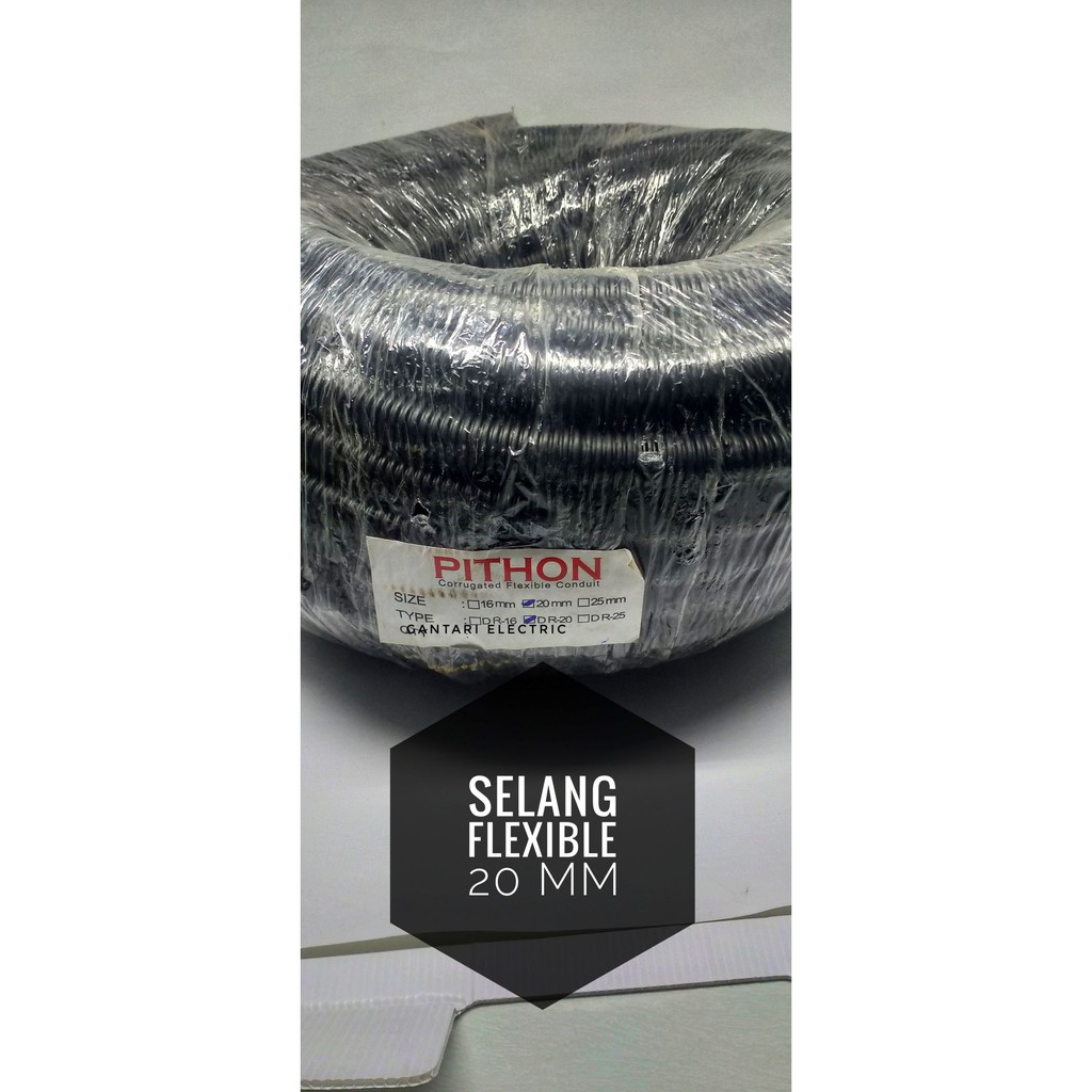 Selang AC Pipa Selang Flexible Conduit 20mm PITHON Hitam Harga Meteran