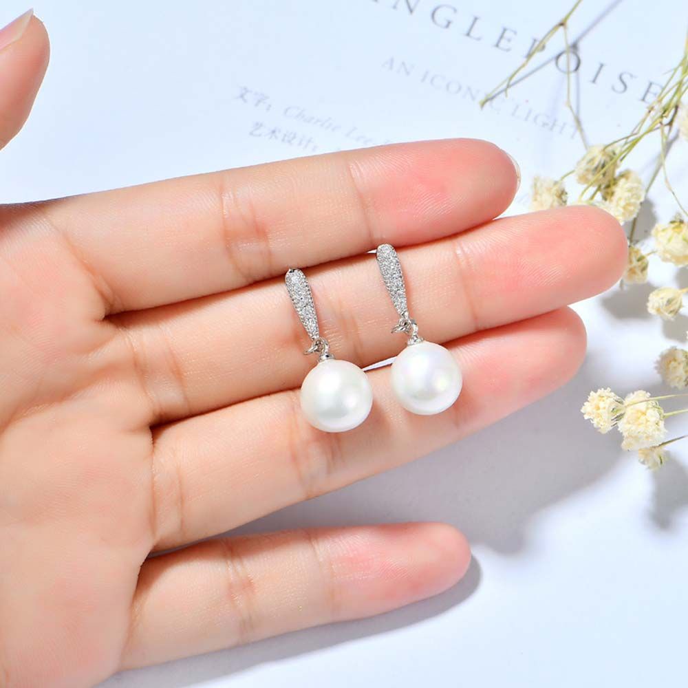 Needway  Lady Ear Studs Women Fashion Drop Earrings Trendy S925 Silver Elegant Sweet Gifts Shell Pearl Jewelry/Multicolor