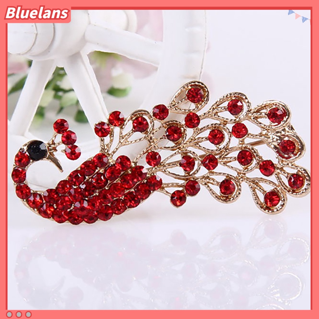 Bluelans Brooch Pin Shiny Lovely Women Fashion Peacock Shape Collar Pin