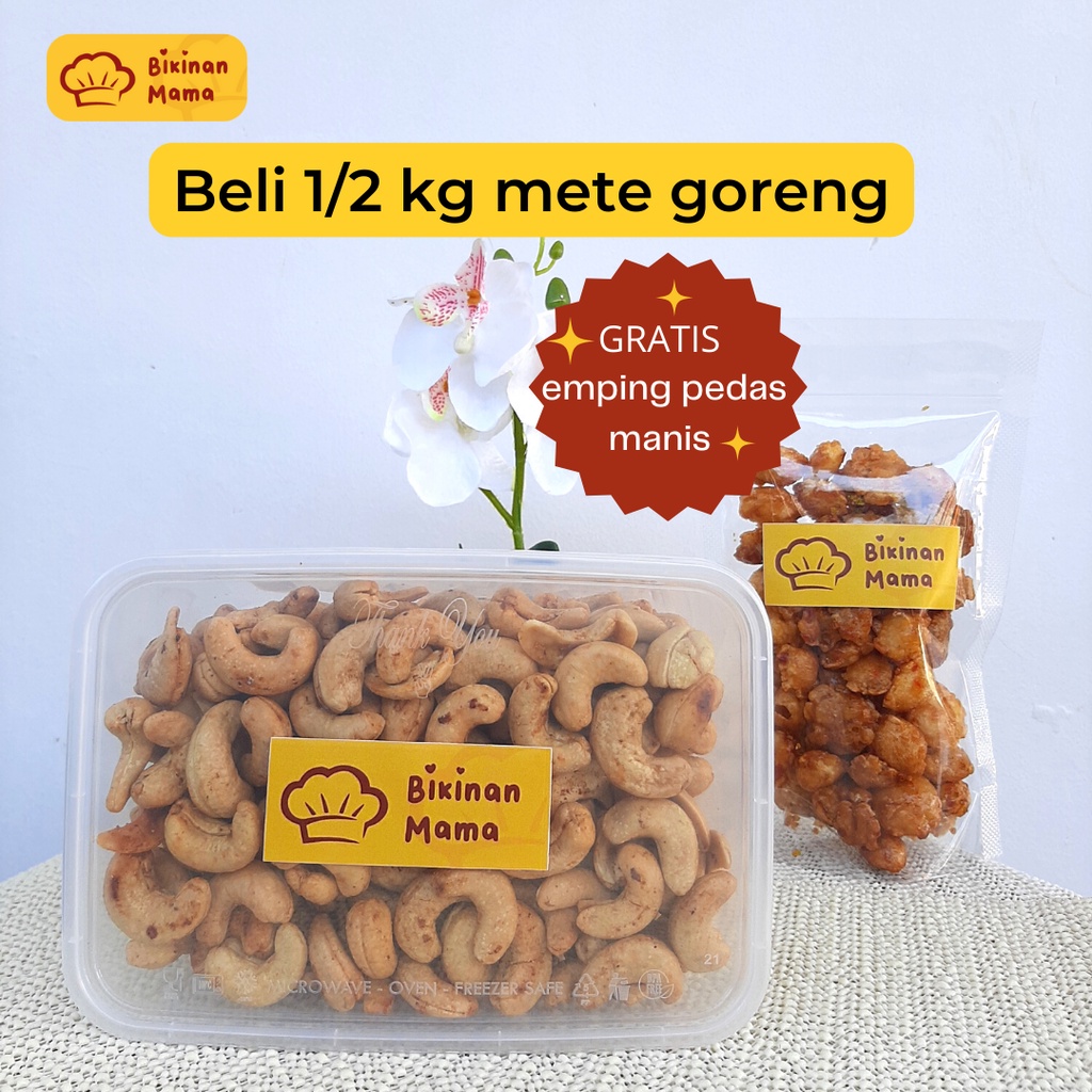 

PROMO!!! BELI KACANG METE GORENG 1/2 KG GRATIS EMPING PEDAS MANIS