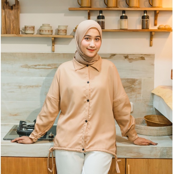 (MGA) KEMEJA ATASAN BLOUSE BECKA KERUT DAILY SHIRT OVERSIZE JUMBO