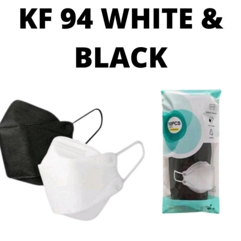 masker kf94 isi 10pcs masker 4ply warna hitam putih murah