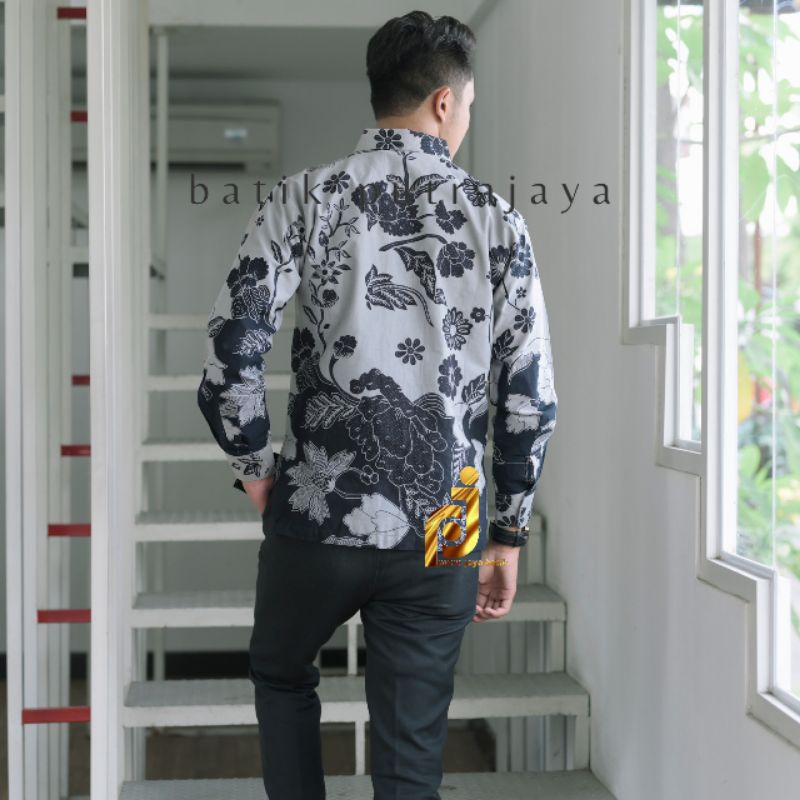 BUNGABU Kemeja Baju Batik Cowok Lengan Panjang Furing Modern-2