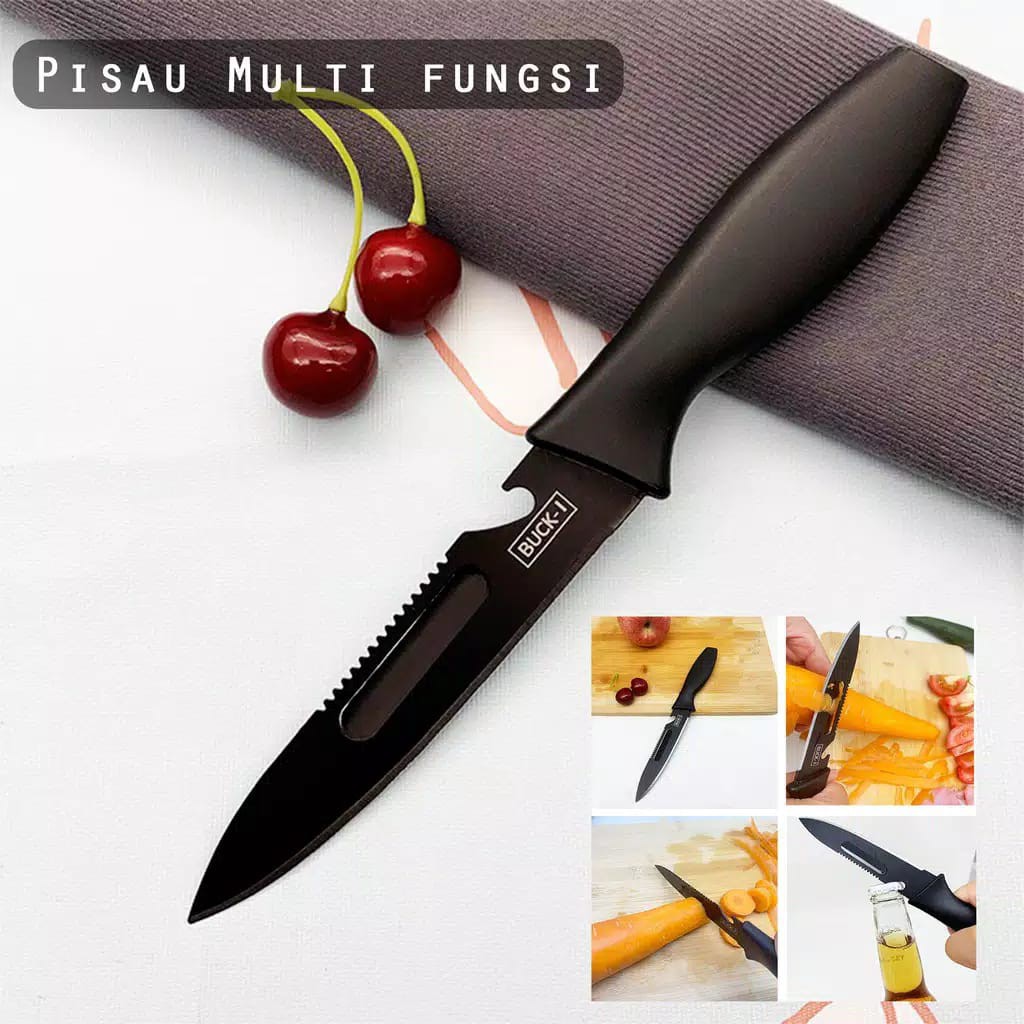 Pisau Set Dapur Hitam 5 Pcs in 1 Cetakan Telur Chef Knife Cleaver / Set Pisau 5in1 J12