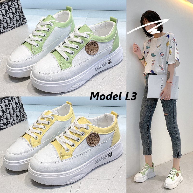 DNY Sepatu Sneakers Wanita Import Sneaker Sepatu Kets Putih Cewe Sepatu Casual Perempuan 0010-4
