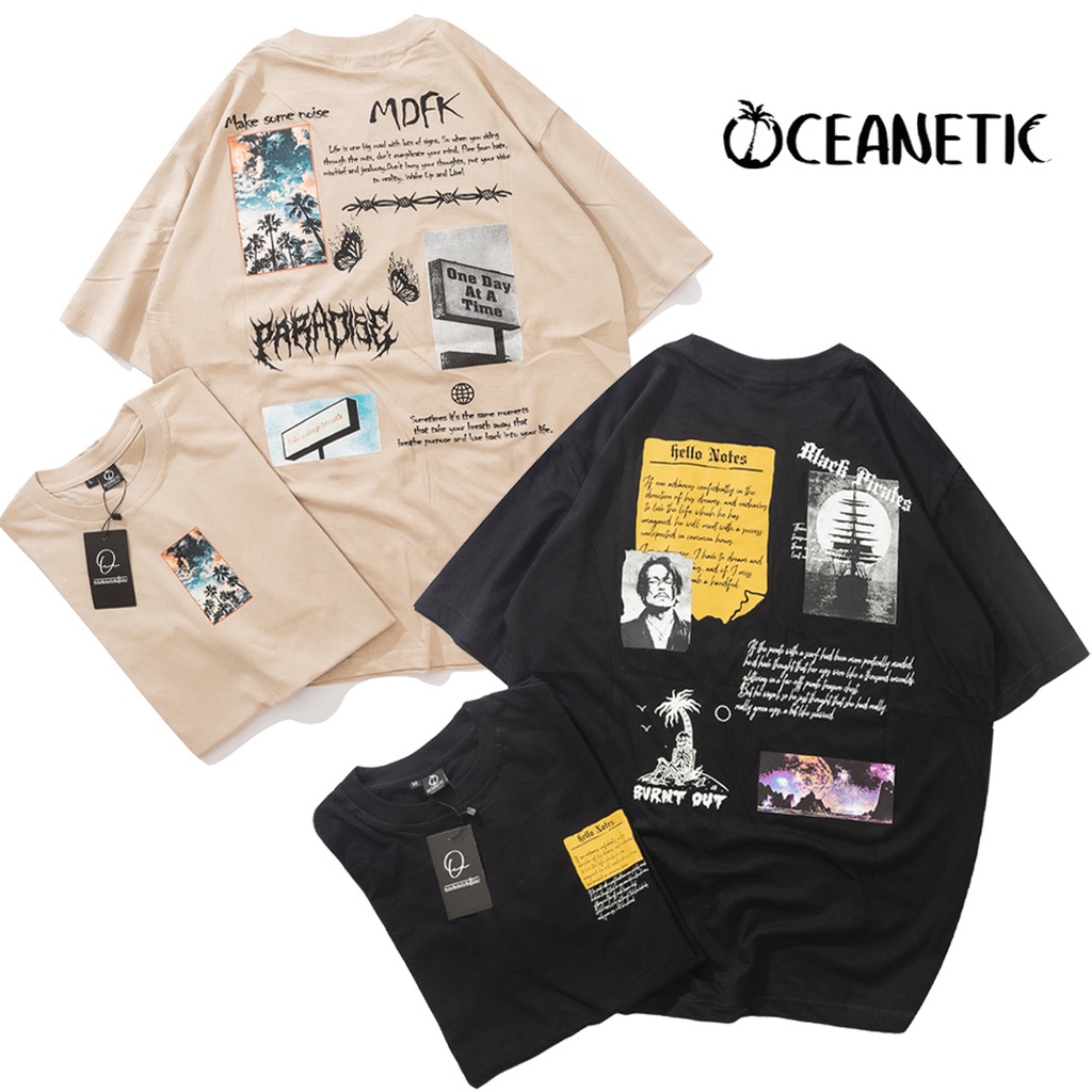 (COD) kaos oceanetic full tag lebel - pria - wanita - oversize - baju distro - t shirt - kaos lengan pendek