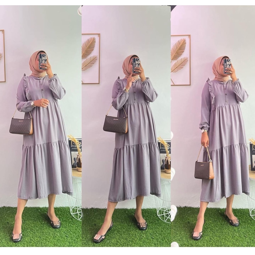 (MGA) GAMIS MIDI DYGTA RUFFLE BUSUI DRESS REMAJA WANITA AIRFLOW