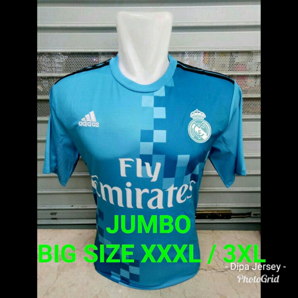 Ready Stok JERSEY BOLA JUMBO BIG SIZE 3XL XXXL REAL MADRID 3RD 2017 2018 GRADE ORI Diskon