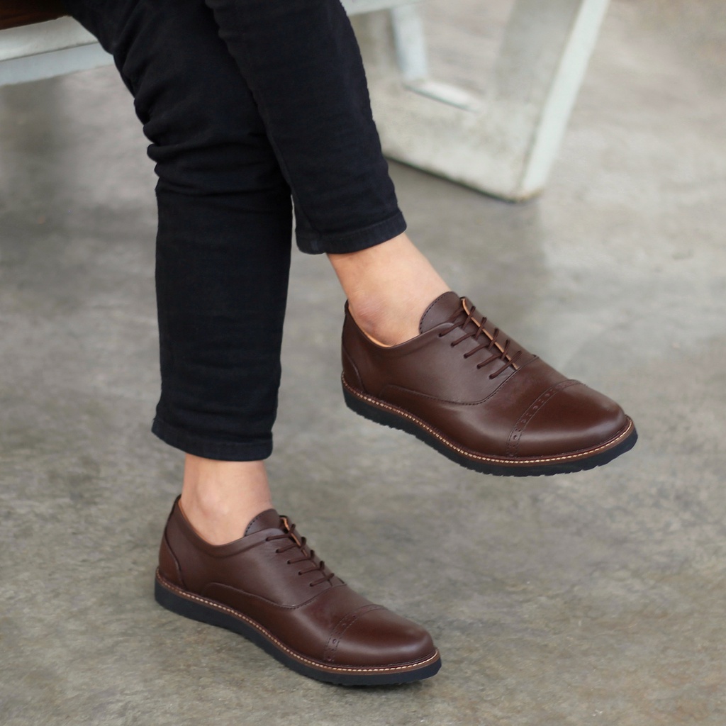 JAZZ 01 BROWN (KULIT ASLI) |ManNeedMe x Reyl| Sepatu Pantofel Pria Formal ORIGINAL