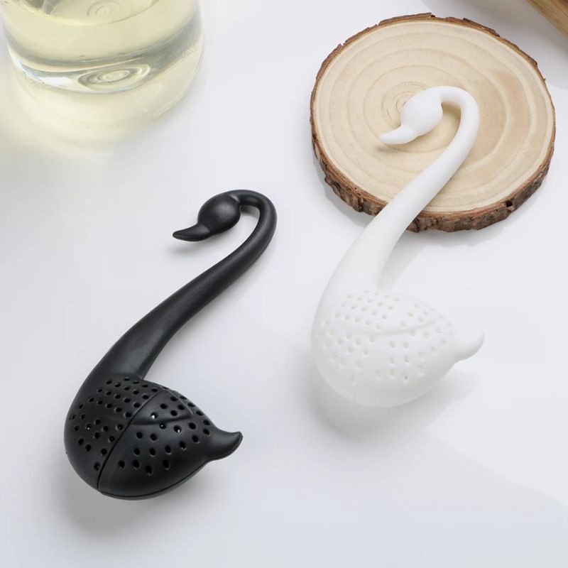 Filter Tea Strainer Swan Infuser / Saringan Teh Angsa - Hitam &amp; Putih