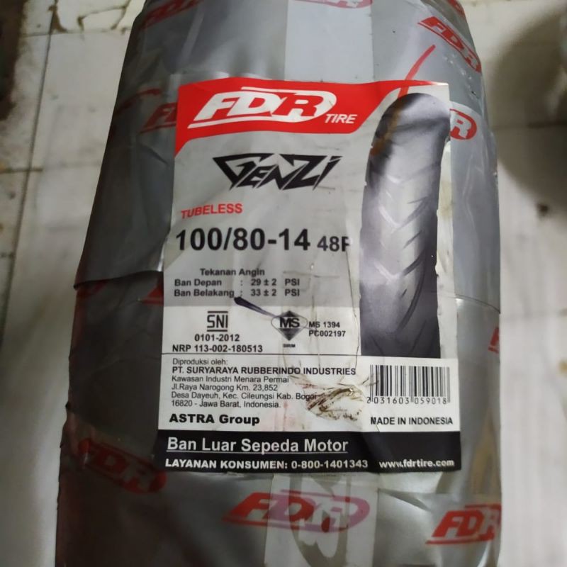 Ban Luar Tubeless 100/80 14 Genzi FDR