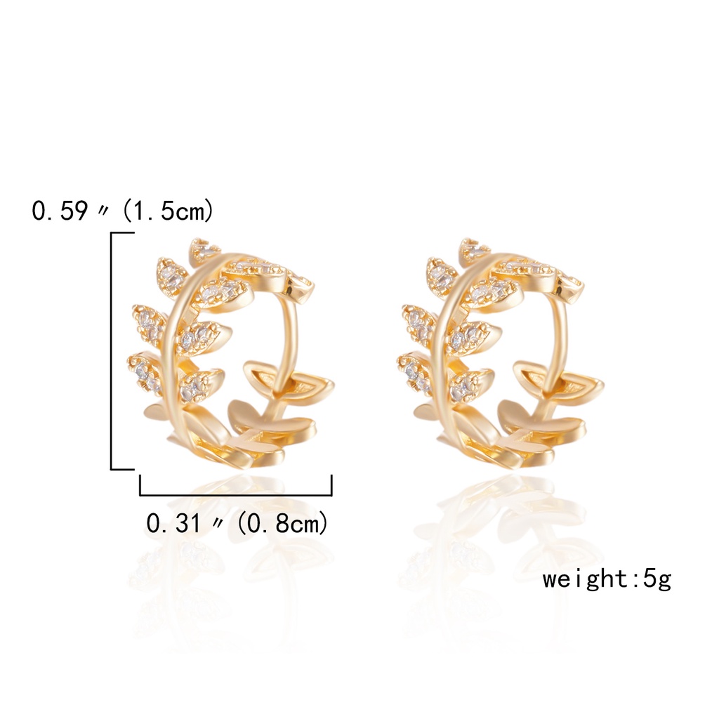 Butterfly Anting Stud Zircon Bentuk Bunga Kupu-Kupu Daun Willow Untuk Wanita