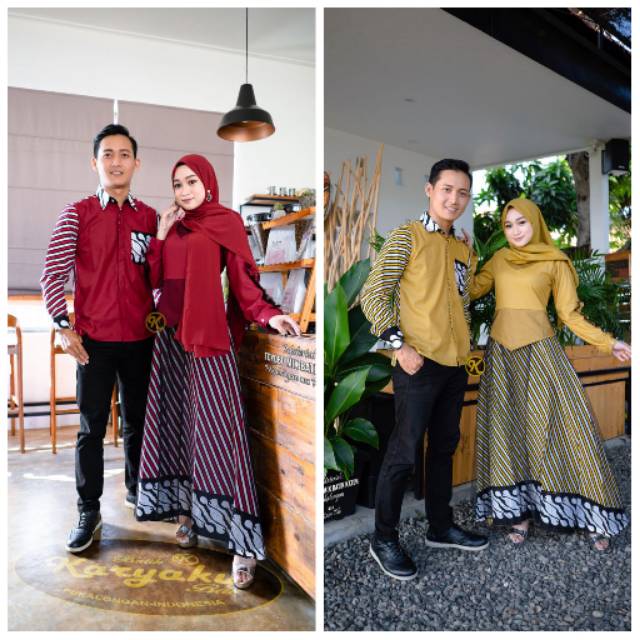 COUPLE GAMIS BATIK KOMBINASI ,SARIMBIT BATIK MODERN COUPLE GAMIS KONDANGAN COUPLE GAMIS RAMADHAN BAJU LEBARAN