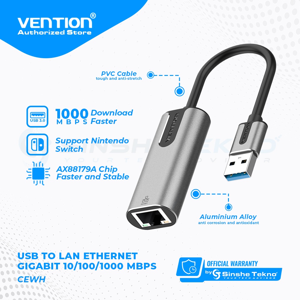 Vention USB to LAN Rj45 Ethernet Adapter High Speed For Mac Windows