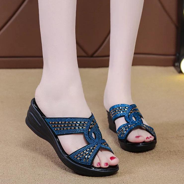 Sandal Wedges Wanita kekinian 2021 / sendal andin / sandal kondanganziel calbi_ {BDG.01Jl22х}